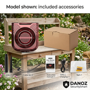 Red rectangular SecuritySmart model and kit accessories