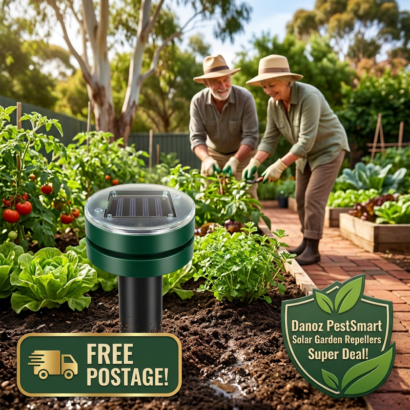 Danoz PestSmart sunny garden hero with Free Postage badge