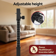 Height-adjustment detail against living-room background