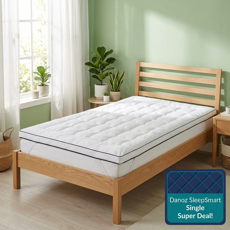 🛌 Danoz SleepSmart | Giselle Bedding Single Mattress Topper | 500GSM Microfibre | 5cm Pillow Top Comfort | Free Postage!