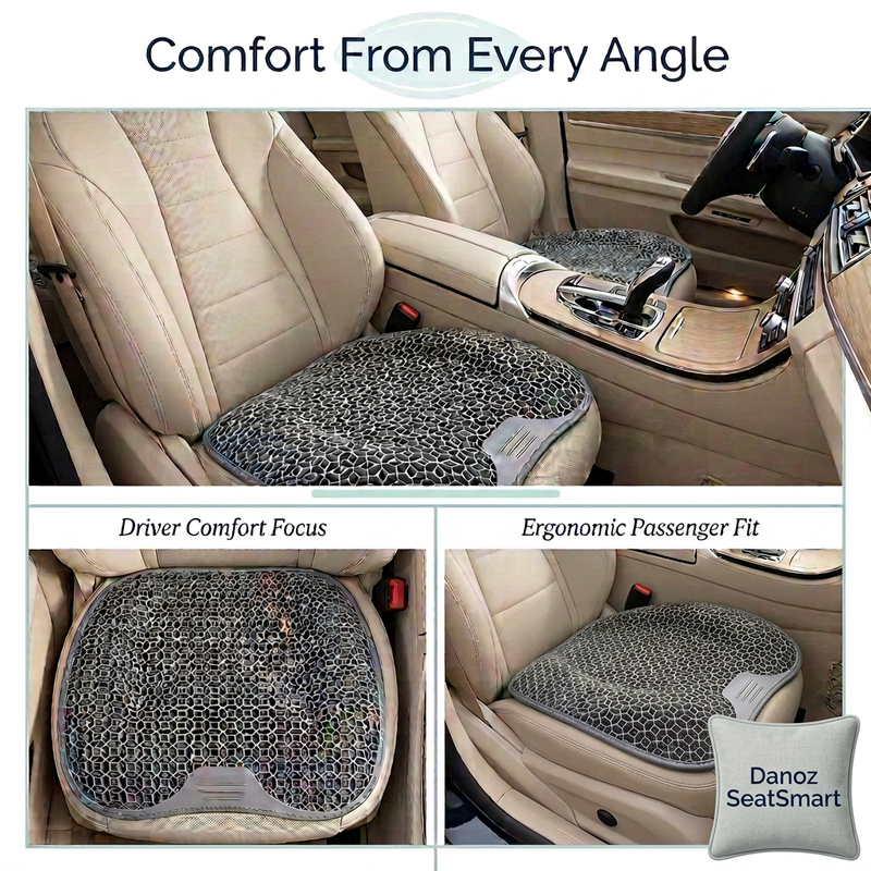 SeatSmart cushion car-seat detail collage