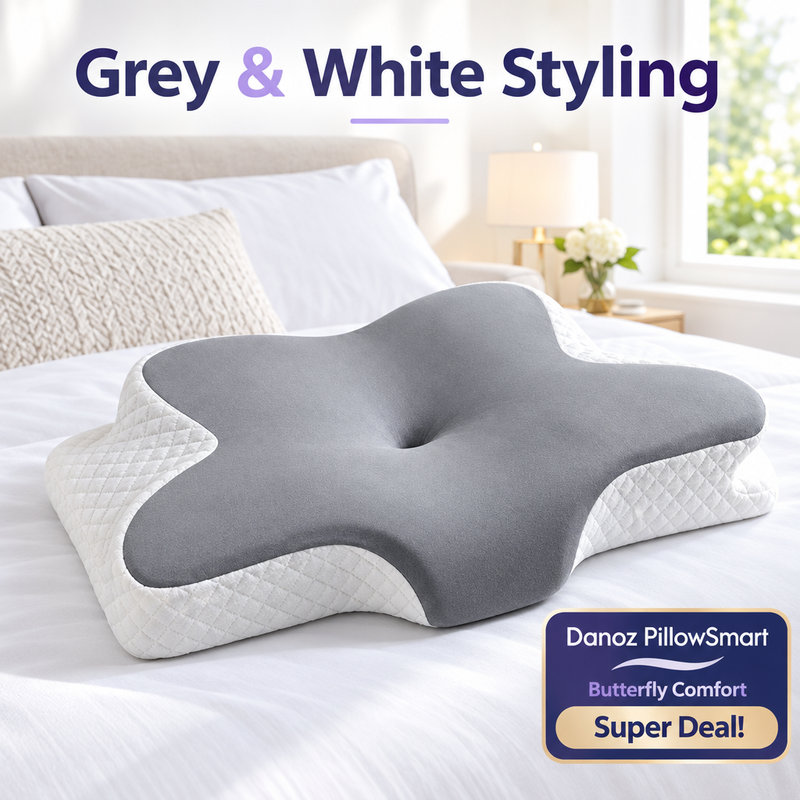 PillowSmart grey and quilted white fabric detail