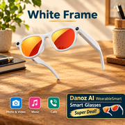 WearableSmart white frame orange lenses product view