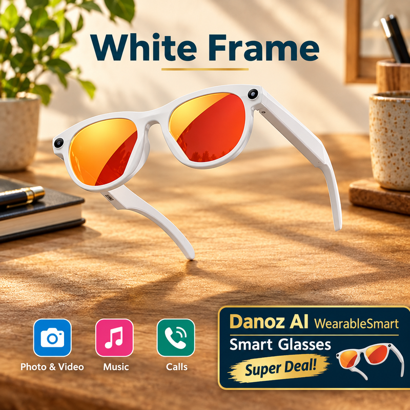 WearableSmart white frame orange lenses product view