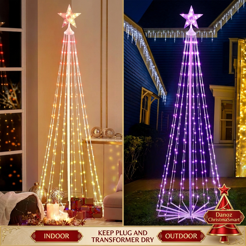 Indoor and outdoor light tree display with transformer care instruction