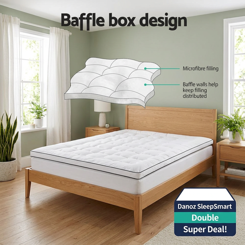 🛌 Danoz SleepSmart | Giselle Bedding Double Mattress Topper | 500GSM Microfibre | 5cm Pillow Top Comfort | Free Postage!