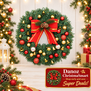 Red and gold Christmas wreath product view