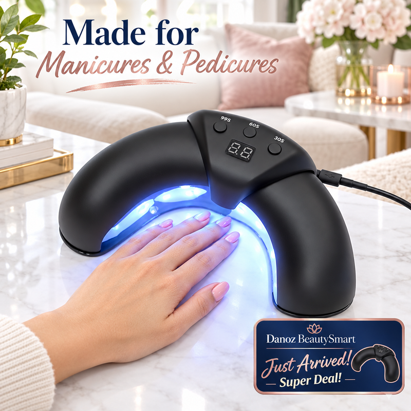 Living room manicure with BeautySmart nail lamp
