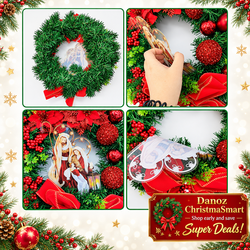 Four-panel Nativity wreath detail collage