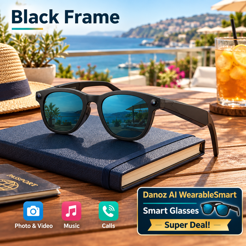 WearableSmart black frame blue lenses product view