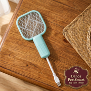 Green tabletop swatter with new offer badge