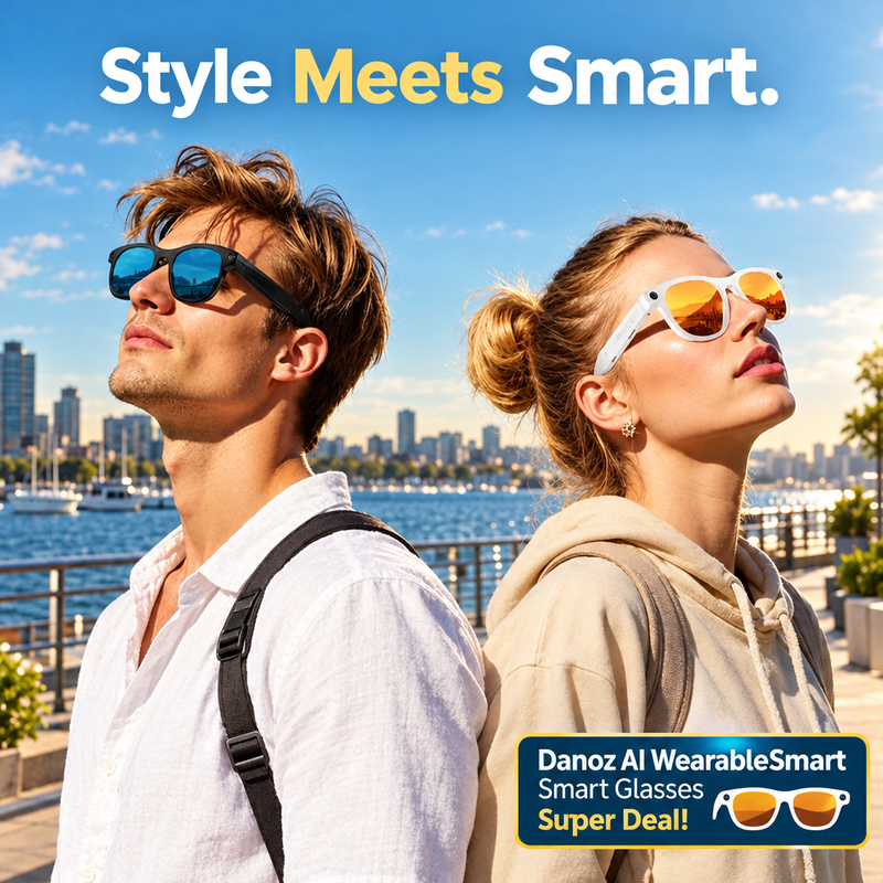 WearableSmart black and white glasses waterfront lifestyle