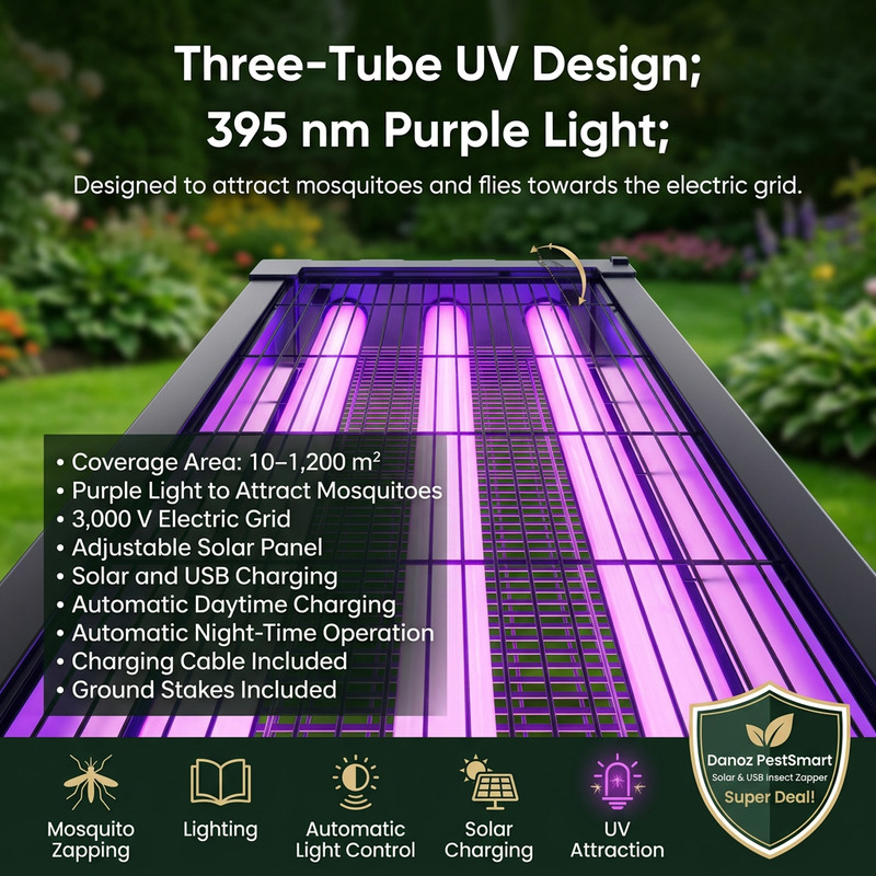 Three-tube UV insect zapper detail