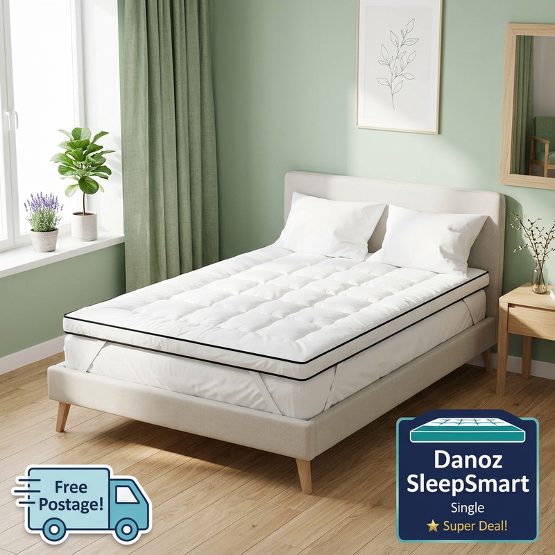 🛌 Danoz SleepSmart | Giselle Bedding Single Mattress Topper | 500GSM Microfibre | 5cm Pillow Top Comfort | Free Postage!