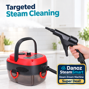 Targeted steam cleaning with red Steam Dream Machine