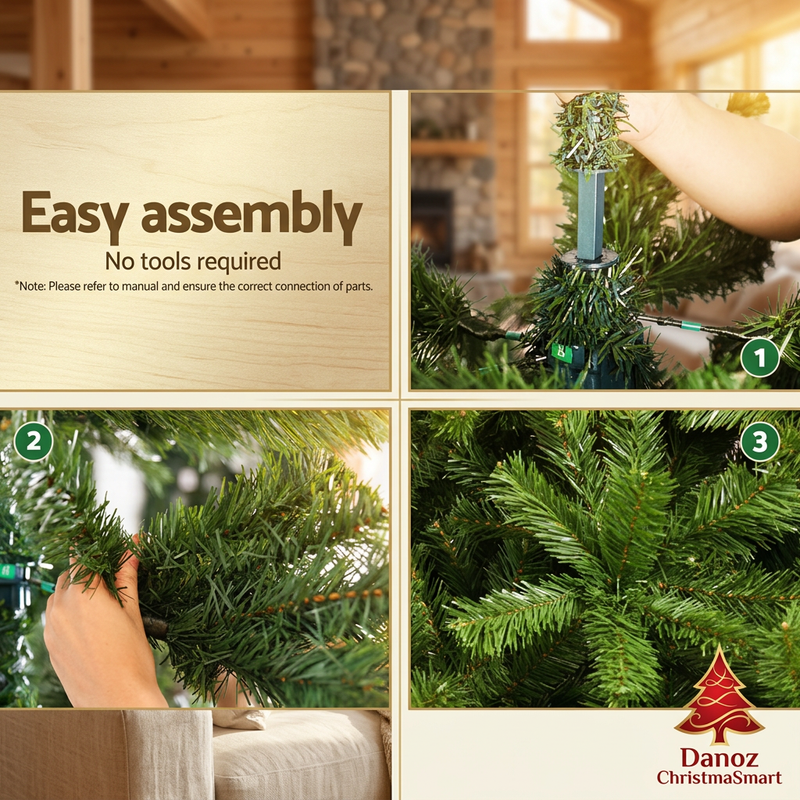 Tool-free Christmas tree assembly steps one two and three