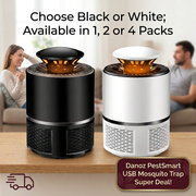 Black and white USB mosquito traps with revised woman in lifestyle scene