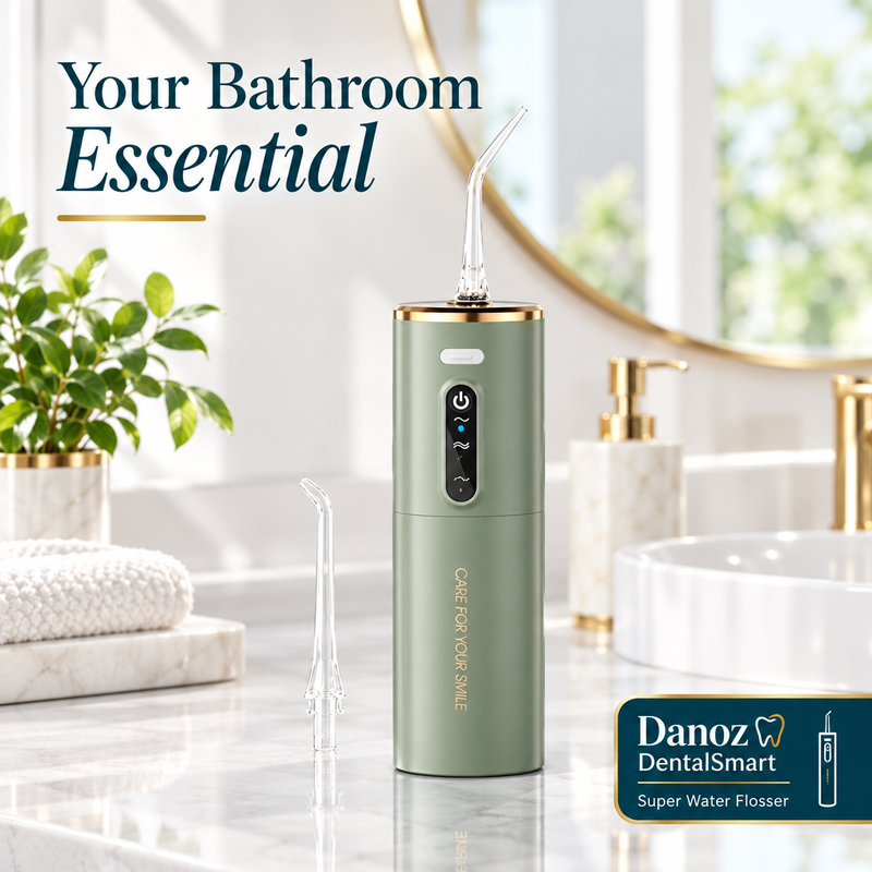 Green DentalSmart water flosser and nozzles