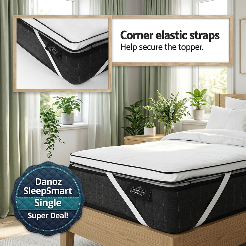 🛌 Danoz SleepSmart | Giselle Bedding Single Mattress Topper | 500GSM Microfibre | 5cm Pillow Top Comfort | Free Postage!
