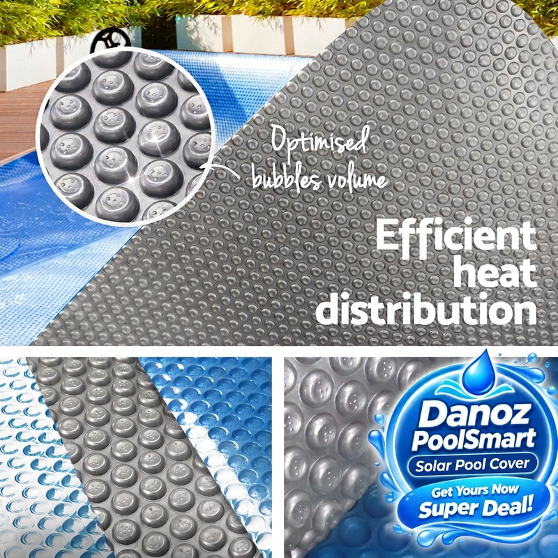 Danoz PoolSmart solar cover bubble detail panels without Fold-A-Pool feature boxes
