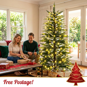 Danoz ChristmaSmart pre-lit Christmas tree beside a couple wrapping gifts, Free Postage