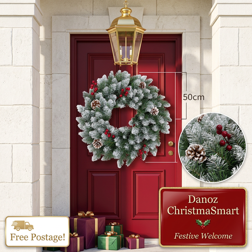 ChristmaSmart bright cherry-red Christmas entryway