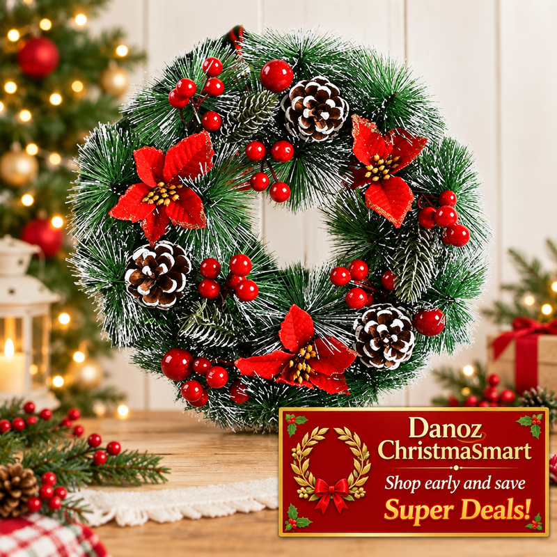 Frosted Christmas wreath alternate view