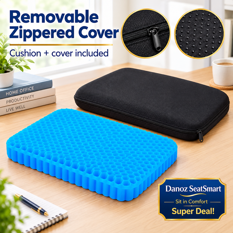 SeatSmart gel cushion and removable zippered cover