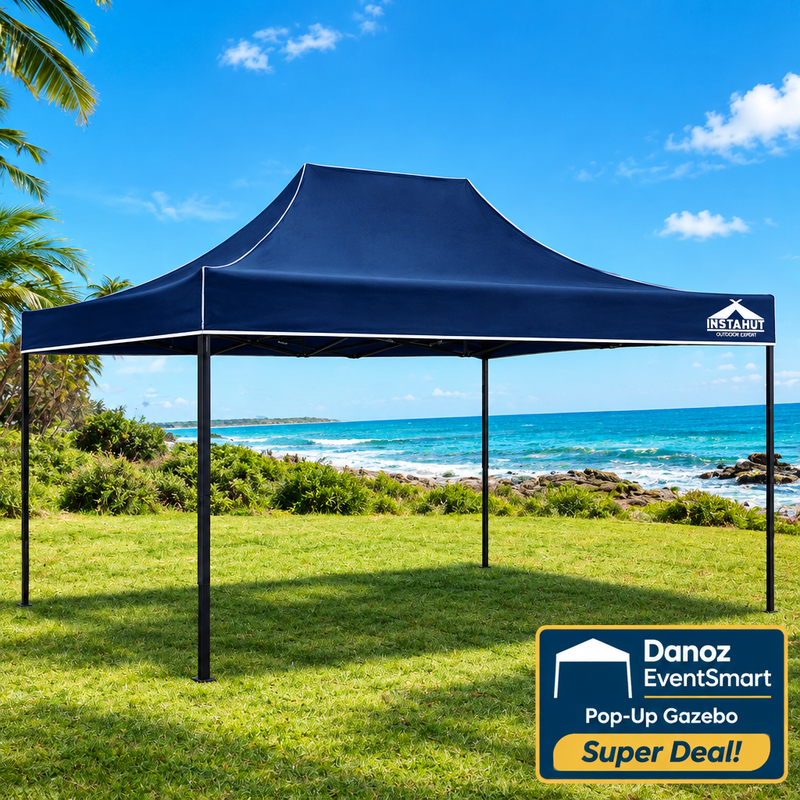EventSmart navy gazebo coastal camping scene