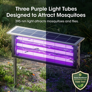 Three purple UV tubes with corrected wording