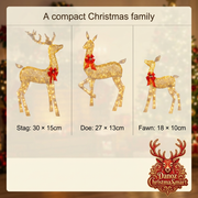 Stag 30 by 15cm doe 27 by 13cm and fawn 18 by 10cm size guide