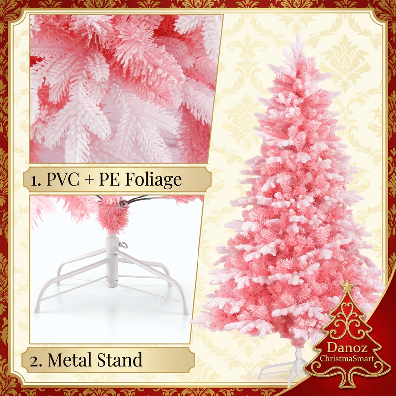 Pink tree foliage and white metal stand detail panels