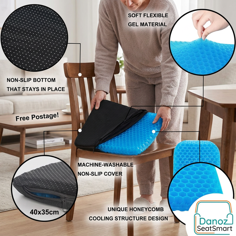 SeatSmart cushion and cover with four material detail insets