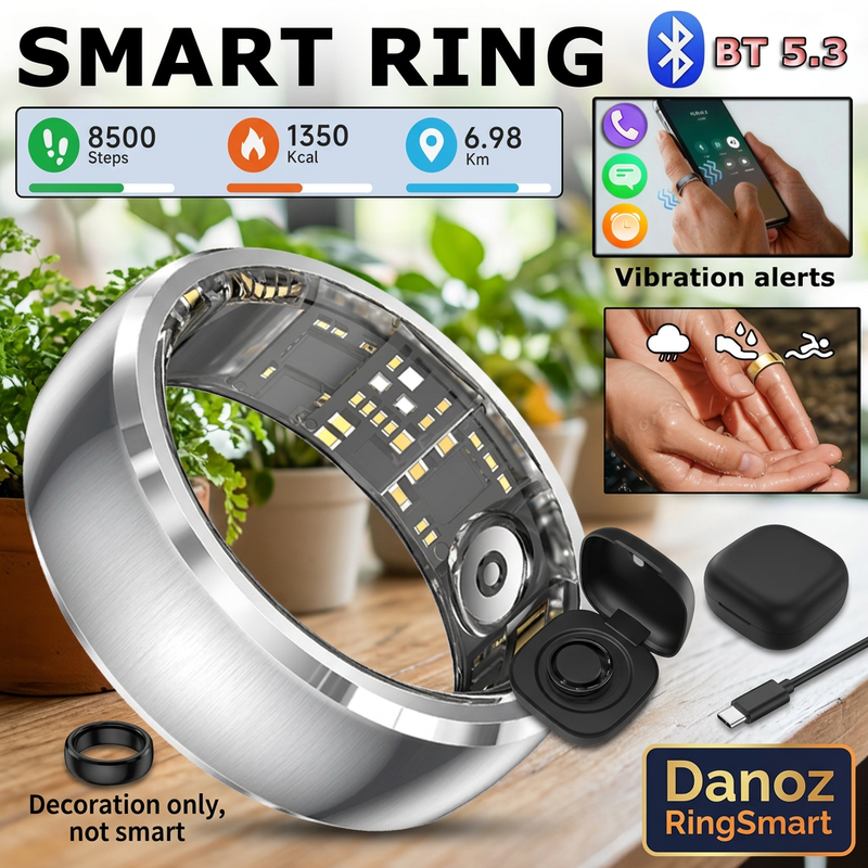 💍 Danoz RingSmart | Ola Esporte SY15 Smart Ring | Activity & Sleep Trends | Bluetooth App Connection | Magnetic Cable or Charging Case | Free Postage!
