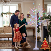 Parents and children admiring white RGB twig tree