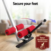 Ankle clamp close-up against living-room background