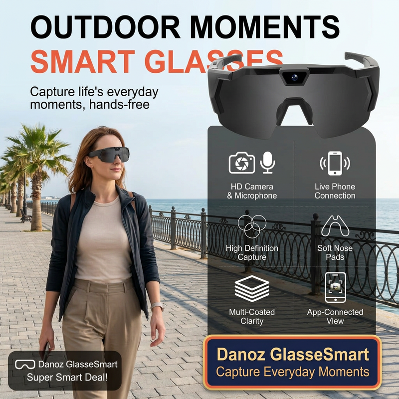 🎥 Danoz GlasseSmart | Camera Sports Glasses | Hands-Free Video & Photos | WiFi App Connection | Lens Style Choices | Free Postage!