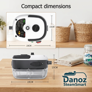 SteamSmart dimensions: 19cm long, 15cm wide and 13cm high
