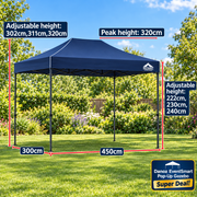 EventSmart gazebo dimensions and adjustable heights