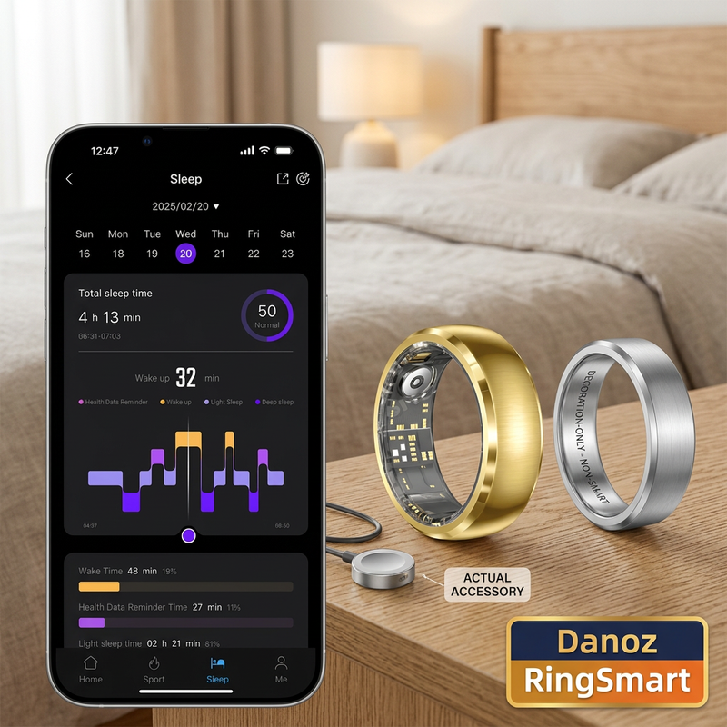 💍 Danoz RingSmart | Ola Esporte SY15 Smart Ring | Activity & Sleep Trends | Bluetooth App Connection | Magnetic Cable or Charging Case | Free Postage!