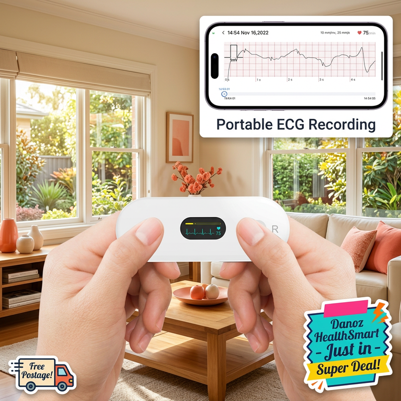 LEPU portable ECG recording with Danoz HealthSmart Super Deal badge and Free Postage