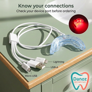 DentalSmart cable with labelled Lightning, USB-A and Micro-USB connectors