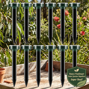 Danoz PestSmart twelve solar repeller stakes on a garden bench