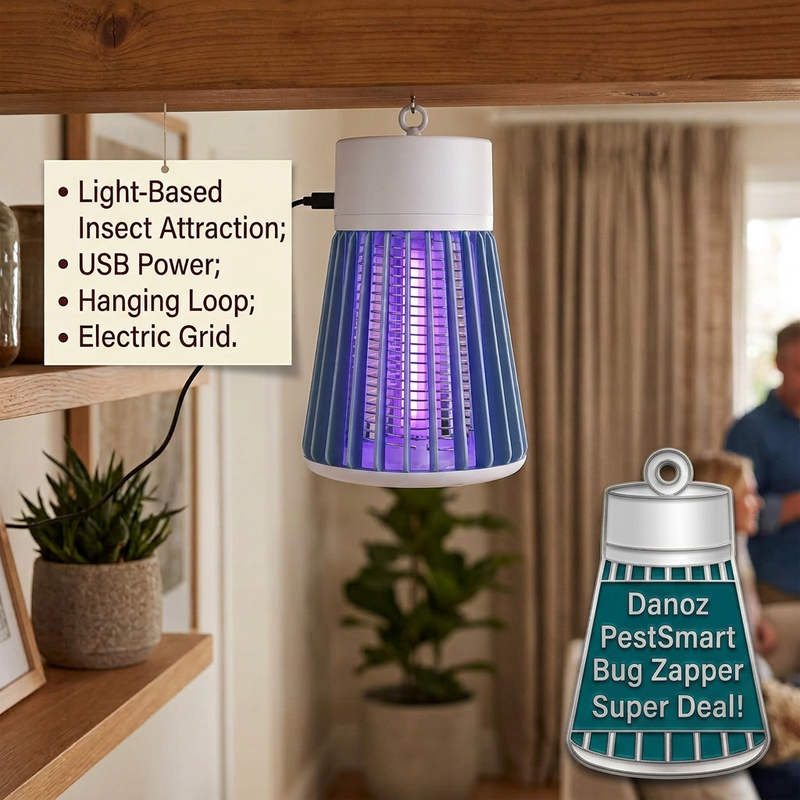 Corrected UV bug zapper features with teal badge