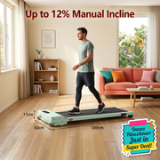 Man using green walking pad manual incline