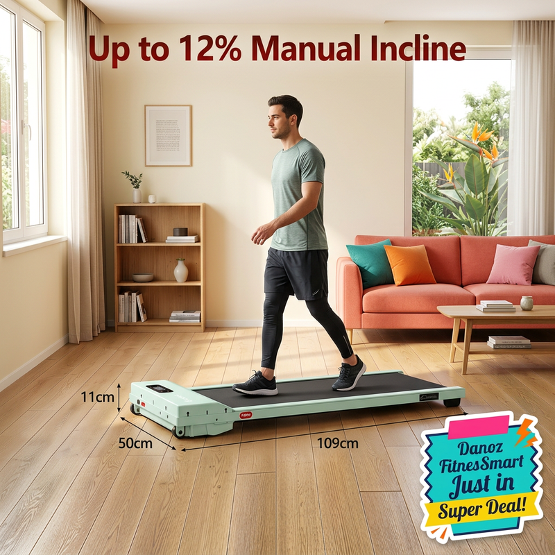 Man using green walking pad manual incline