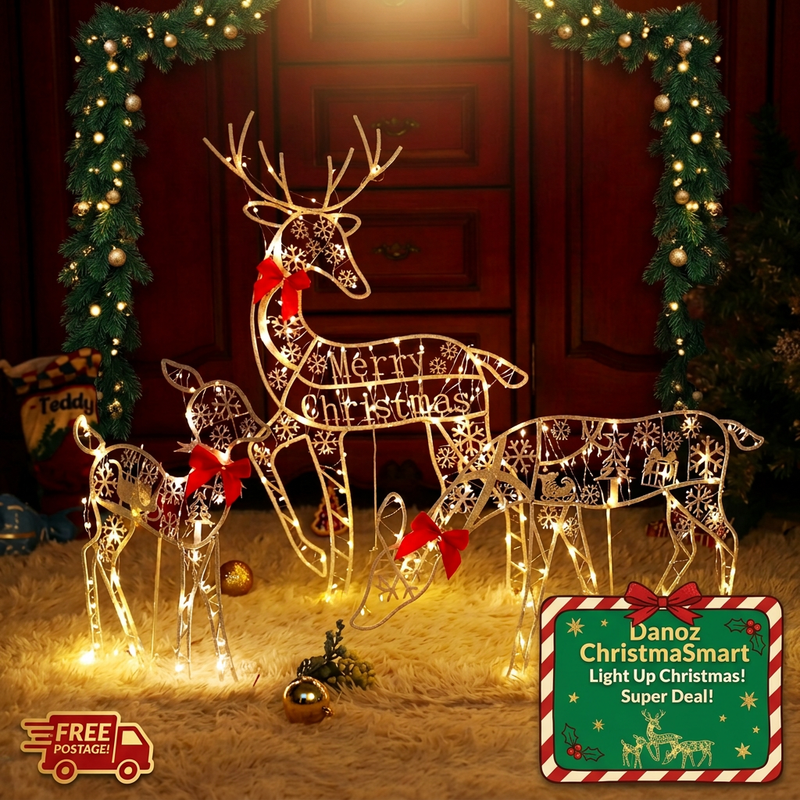 Deer hero playful Christmas Danoz gift tag badge