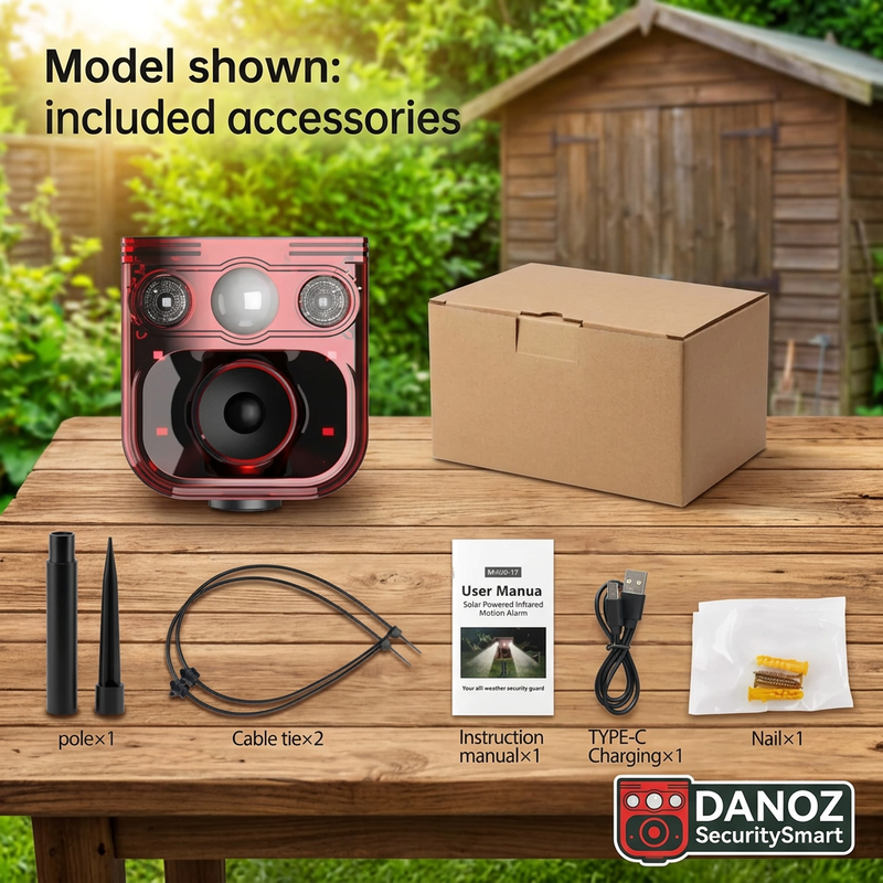 Red compact SecuritySmart model and included accessories