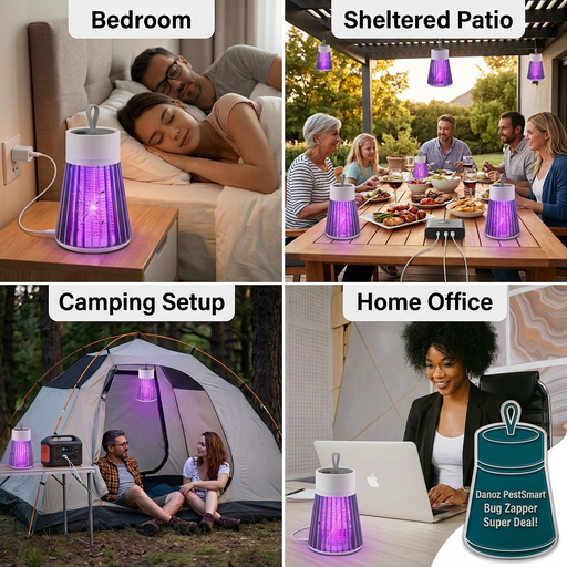Real-life bug zapper settings with teal badge