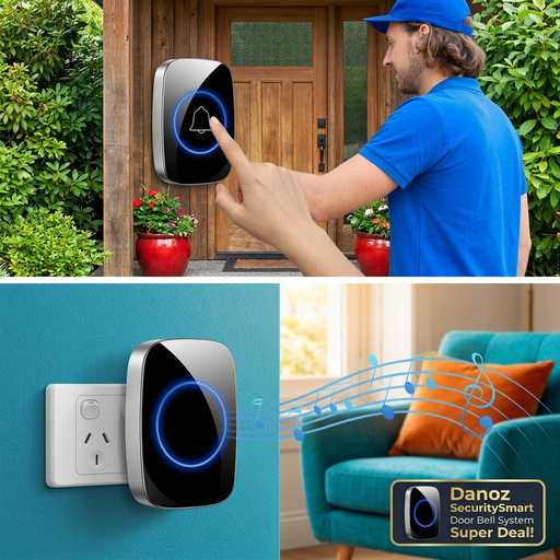 SafeSmart visitor presses doorbell and indoor chime